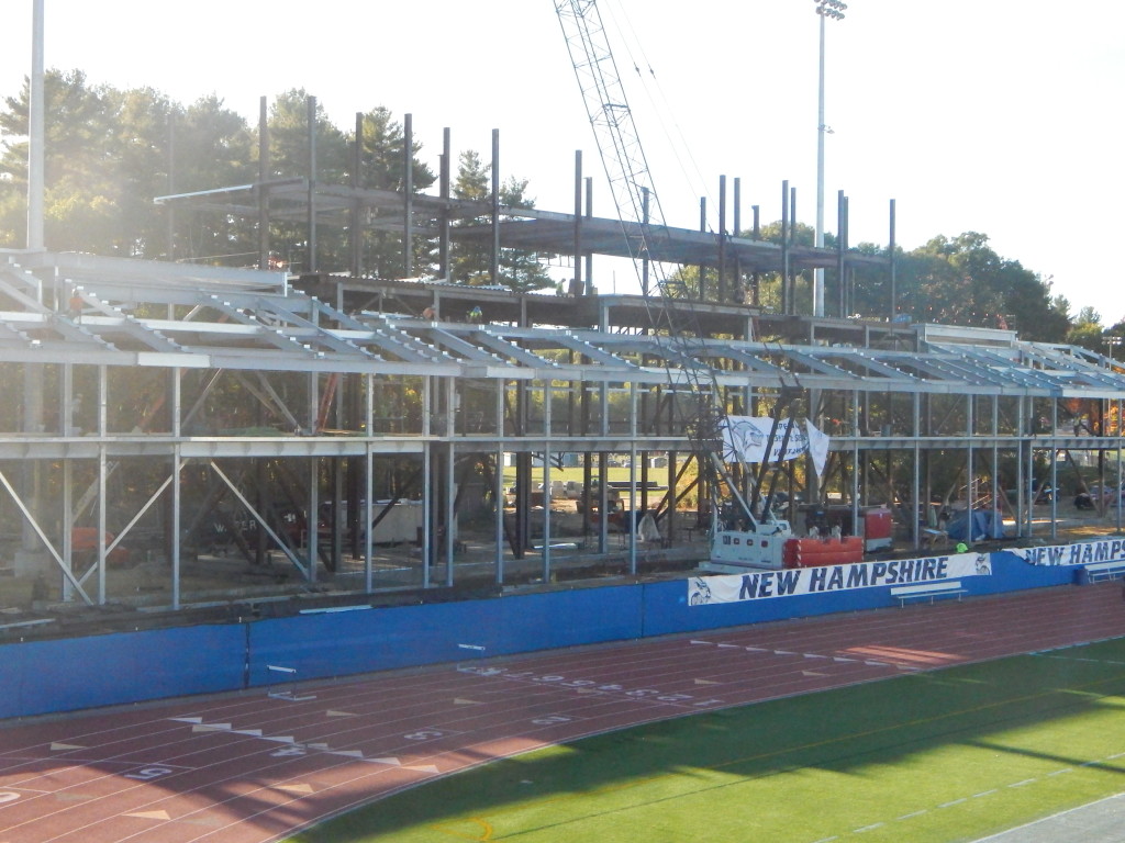 Steel beams framed the Club area in the stadium this week.